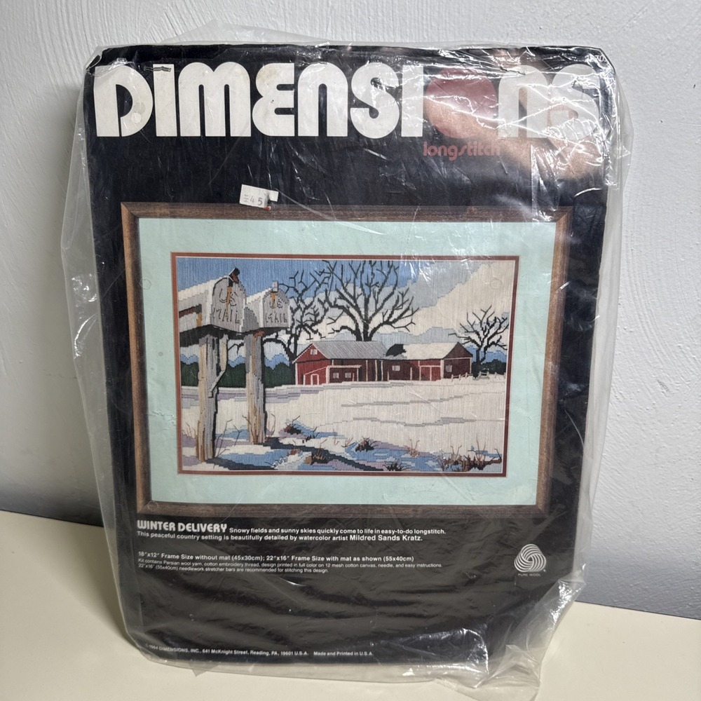 Dimensions Winter Delivery long stitch kit Vintage 1984